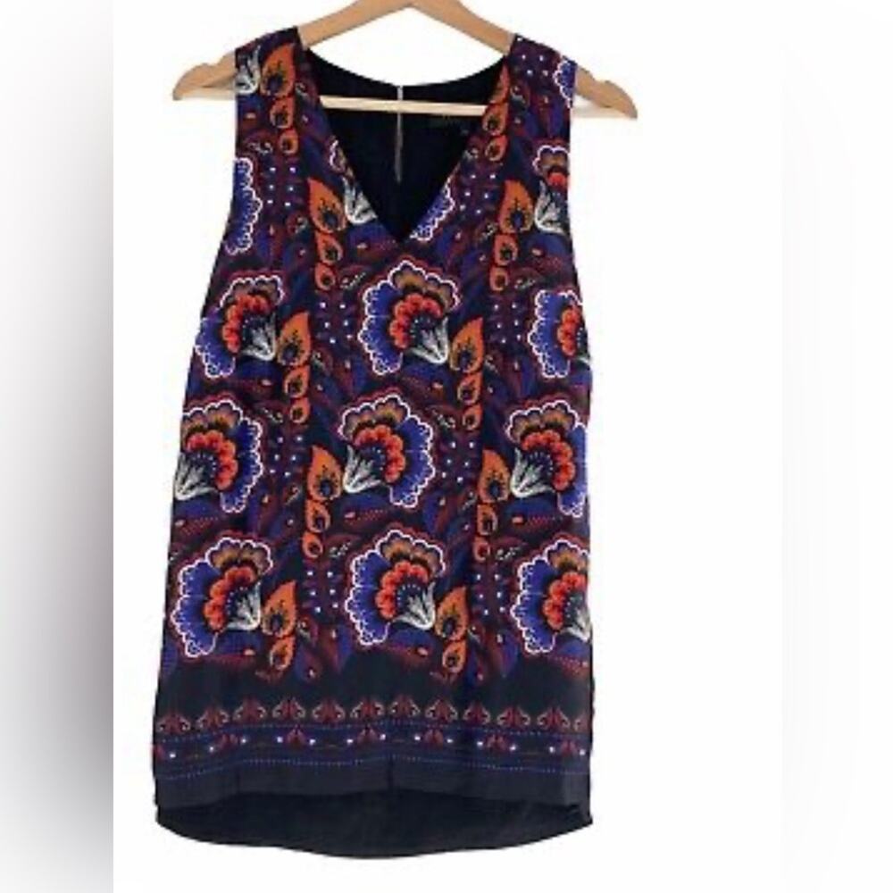 THAKOON FLORAL V NECK SILK BLOUSE SIZE 8